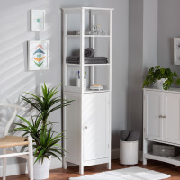 Baxton Studio SR191192-White-Cabinet Baxton Studio Beltran Modern and Contemporary White Finished Wood Bathroom Storage Cabinet